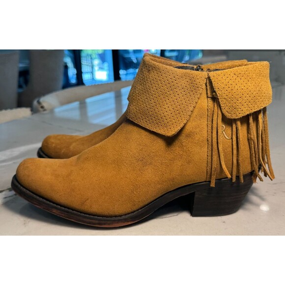 Reba Womens Suede Booties Boots by Justin Boots Brown Suede Fringe Size 10.5B - Picture 1 of 10